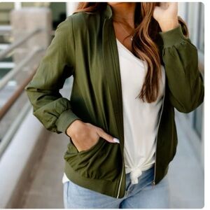 New Ampersand Avenue Lightweight Bomber Jacket in Olive SZ 3X